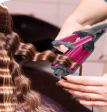 TD® Fer à friser ion négatif à trois tubes tige de rouleau d'oeuf tourmaline céramique double usage cristal liquide trempe tige curl