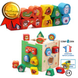 TD® Jouets géométriques en bois de boîte d'intelligence en forme de bande dessinée explorant les jouets de cube d'activité de motric