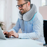 TD® Oreiller en forme de U en mousse à mémoire de forme Oreiller cervical de voyage en tissu magnétique Oreiller cervical portable