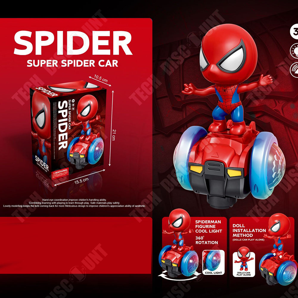 TD? Jouets voiture d'?quilibre Spiderman, roues lumi?re ?lectrique et  musique jouets pour enfants