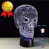 TD® Lampe optique poser décoratif tactile 7 couleurs illusion optique - modèle crâne - faible consommation câble USB ou 3 piles AAA