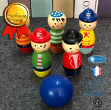 TD® Jouets d'Intérieur Enfants en bois/ Bowling puzzle /Jeux de balle maternelle 3-7 ans/ Jeu de quilles Pirates