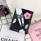 TD® Portefeuille Court À Motif Fleurs et Lapin Femme Sac à Main Porte-cartes Noir Léger Multi-Poches/ Belles Finitions /Originalité