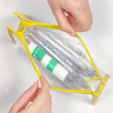 TD® Sac de rangement transparent de couleur sac cosmétique fille Simple étudiant sac de papeterie de stockage de bureau de grande va