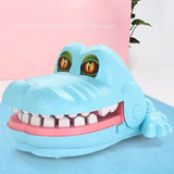 TD® Bite finger gros crocodile avec musique mordre les gens appuyez sur les dents jouet pour enfants silicone crocodile bleu