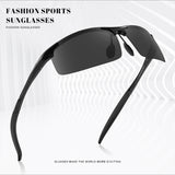 TD® Lunettes de soleil Europe et Amérique Aluminium Magnésium Demi-cadre Mode Hommes Outdoor Riding Sunscreen Sports Lunettes de sol