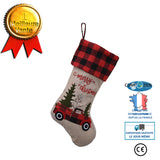 Chaussettes de Noël, décorations, voitures en treillis rouge et noir, chaussettes de Noël, chaussettes sacs-cadeaux, chausset