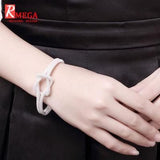 TD® Bracelet Moderne Style Mode en Cristal et en Plaqué Or Blanc Plaqué Cadeau de la Femme Saint Valentin Anniversaire Cuivre
