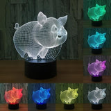 TD® Lampe optique poser décoratif tactile 7 couleurs illusion optique - modèle cochon - faible consommation câble USB ou 3 piles AAA