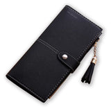 TD®  Porte-Feuille femmes Simple Long/ Porte-Monnaie/ Porte-Cartes Sac à Main Noir Double Sécurité Zip Bouton à Pression Usage
