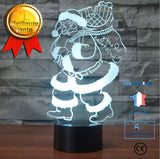 TD® 3D Optique LED Veilleuse 3D LED Veilleuse Santa Claus Apporter un cadeau avec 7 couleurs de lumière pour la décoration de la mai
