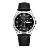 INN® Montre à bracelet en acier à double calendrier pour hommes, montre à quartz noir, montre à bracelet de mode, cadeaux de vacance