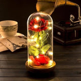 TD® Lampe lumière LED décorative multifonctions bluetooth haut parleur dôme de verre avec magnifique rose brillante lumière chaude