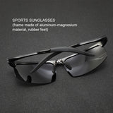 TD® Lunettes de soleil Europe et Amérique Aluminium Magnésium Demi-cadre Mode Hommes Outdoor Riding Sunscreen Sports Lunettes de sol