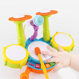 TD® Jouet musical bébé enfant percussion batterie avec tambour piano et micro - jeu son et lumiere  idee cadeau noel