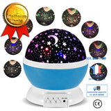 TD® Bleu LED Lampe Projection Veilleuse Bébé Etoile Lumière Enfant 360º Rotation