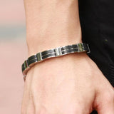 LSC® Bijoux Nouveau Mode Hommes Bracelet Véritable Silicone Bangle Titane Acier Boyfriend cadeau