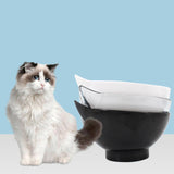 TD® Mignon chat oreilles chat bol oblique bouche eau nourriture pour animaux ustensiles protège-cou blanc bol unique