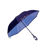 TD® Parapluie inversé polka double nylon ultra résistant imperméable couleur bleu taille universelle 8 baleine protection pluie UV