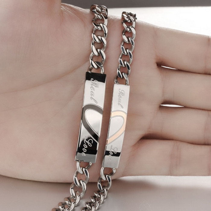 LSC® bracelet couple amoureux pour gourmette cœur femme homme