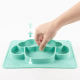 TD® Assiette en silicone pour enfants, compartiment alimentaire complémentaire dessin animé silicone bébé ventouse forte