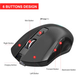 TD® Souris de jeu silencieuse sans fil rechargeable 2.4G 10m transmission 2400dpi souris lumineuse colorée