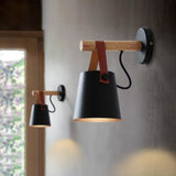 TD® Applique Murale Led En Bois Lit Lampe De Chevet Veilleuse Moderne Abat-jour Nordic Décor à La Maison (noir)