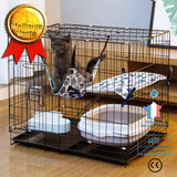 Cage à chat pliante à deux étages grand espace libre ménage cage à chat intérieure chat villa litière pour chat cage à lapin