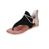 TD® Femmes Chaussures d'été clip-Toe Zipper Comfy Sandales Flats Lady Casual sandales de plage Noir Pantoufles plates
