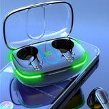 TD® Casque Bluetooth sans fil Bluetooth 5.3 Compartiment transparent  Compact Affichage numérique intelligent Oreillette à double mo