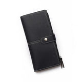 TD® Portefeuille Long  Noir / Femmes Pochette Porte-monnaie Sac à Main Double Fermeture Zip / Bouton à Pression /en Faux Cuir