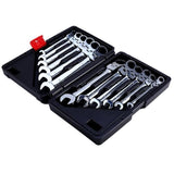 TD® Boite / Caisse à Outils Jeu de 12 Clés À Cliquet Métrique Molette Réversible Mixtes Outil Clé Mixtes Dent Plate 8-19mm Compactes