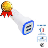 TD® Chargeur de Voiture/ LED USB Dual 2 Adaptateur Port / Prise Chargeur voiture pour iPhone - Samsung - HTC