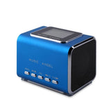 TD® Mini Enceinte Multimédia LCD MP3 Radio multi fonction couleur bleu distance 10m stockage micro SD ou USB morceaux musique