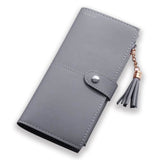 TD® Portefeuille Simple Long Porte-Monnaie Gland à Franges Porte-Monnaie Porte-Cartes/ Sac à Main/ Double Fermeture /Gris/ Finitions