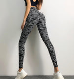 Pantalon de musculation motif zèbre pêche pantalon de fitness taille haute leggings ajustés la hanche pantalons de yoga pour