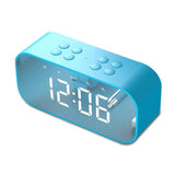 TD® Enceinte bluetooth acve LED Horloge Digitale Réveil Miroir Haut Parleur Bluetooth sans fil  Support TF USB lecteur Musique Bleu