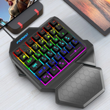 TD® Clavier lumineux de jeu à une main FVF6 jeu e-sport filaire manipulateur lumineux coloré sensation clavier repose-main