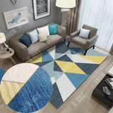 TD® Tapis maison modèle géométrique bleu jaune blanc décoration intérieur salon salle à manger chambre style design unique 160 x 230