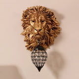 Vanit&eacute; Europ&eacute;enne Lumi&egrave;re Personnalit&eacute; T&ecirc;te De Lion Or Applique Murale All&eacute;e