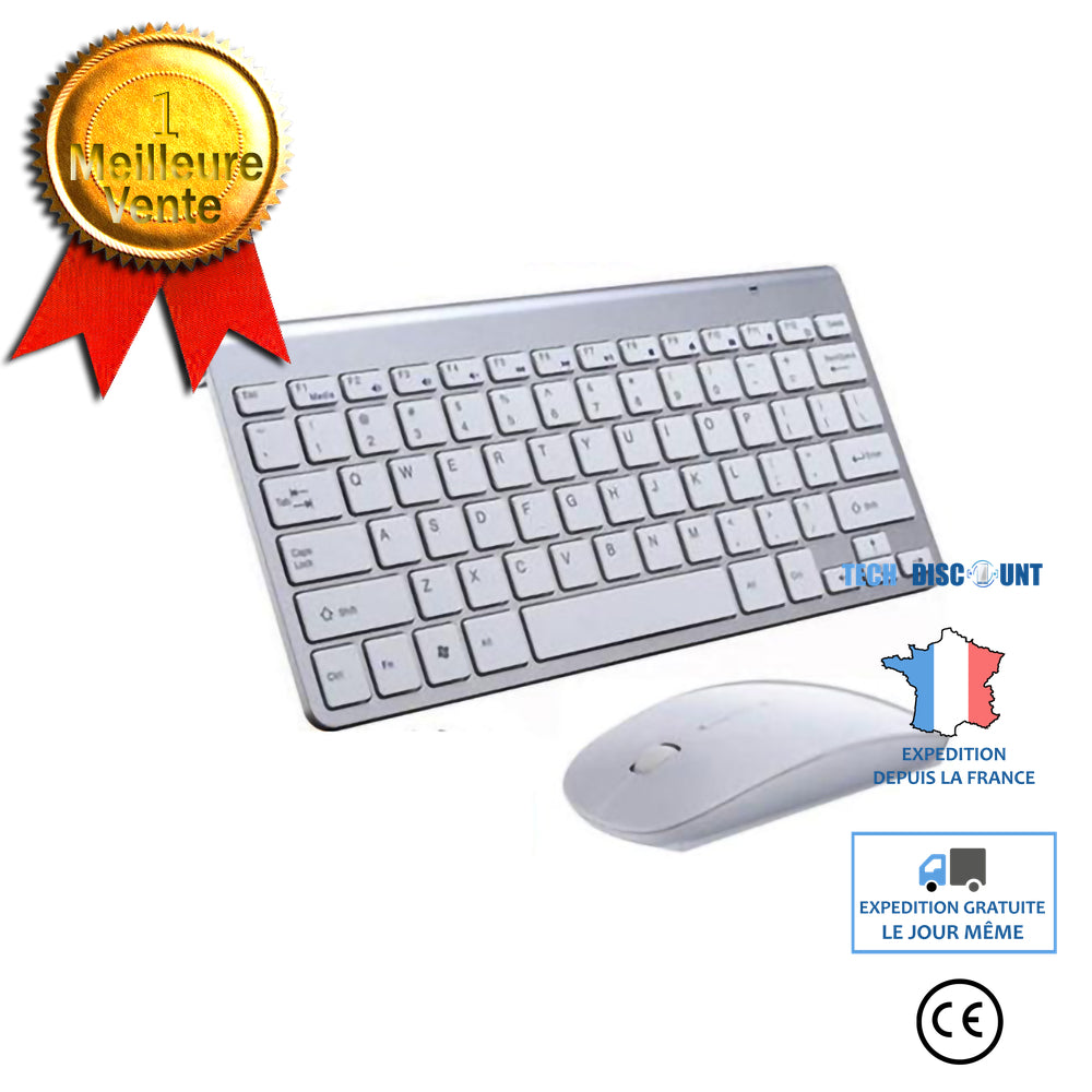 TD® Kit clavier sans fil et Souris sans Fil Ultra-Fin et Silencieux De –