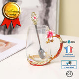 Papillon fleur tasse à thé fleur tasse à thé tasse en verre entreprise créative tasse à eau cadeau verre transparent chope à