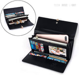 TD® Portefeuille Femme Longue Porte-Cartes Porte-Monnaie à glissière avec Feuille Pendentif en PU Cuir, 10 Emplacements Cartes pour
