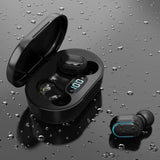 TD® Écouteurs Bluetooth sans fil mini écouteurs Bluetooth de sport LED affichage numérique mini écouteurs de sport écouteurs noirs