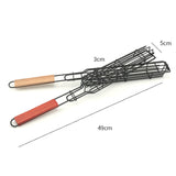 TD® Manche en bois Barbecue Cage Saucisse Hot Dog Barbecue Clip Outils de pique-nique en plein air Ustensiles de cuisine trois pièce