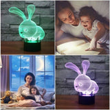 TD® Lampe optique poser décoratif tactile couleurs illusion optique - modèle petit lapin - faible consommation câble USB 3 piles AAA