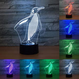 TD® Lampe optique poser décoratif tactile 7 couleurs illusion optique - modèle pingouin - faible consommation câble USB ou 3 piles A