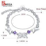 TD® Bracelet Femme Argent Chaîne Couleur Or Blanc Plaqué Argent 925 Bracelet de Charms Zirconium Rond Bijoux Cadeau Idéal Breloques