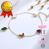 LSC® 925 argent sterling trèfle à quatre feuilles amour coeur feuille verte papillon bracelet à quatre fleurs mode féminine coréenne