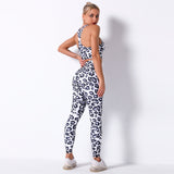 Costume de yoga imprimé léopard soutien-gorge de sport respirant costume de yoga jogging pantalon de fitness pantalon slim fe